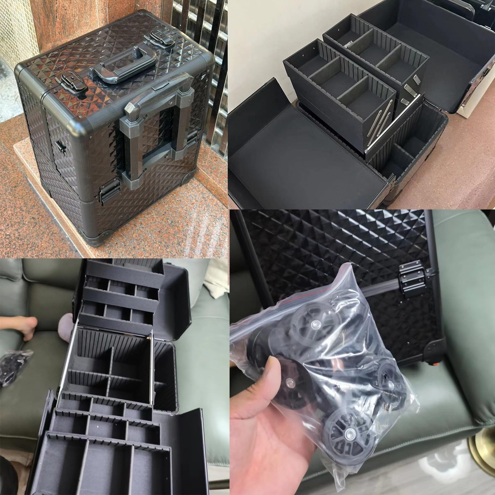 Rolling Makeup Case Beauty Makeup Train Case Travel Trolley Kosmetyczka Organizer na kółkach Pudełko na kosmetyki Profesjonalny kosmetyczka Organizer na pędzle do makijażu Etui na pędzle do makijażu