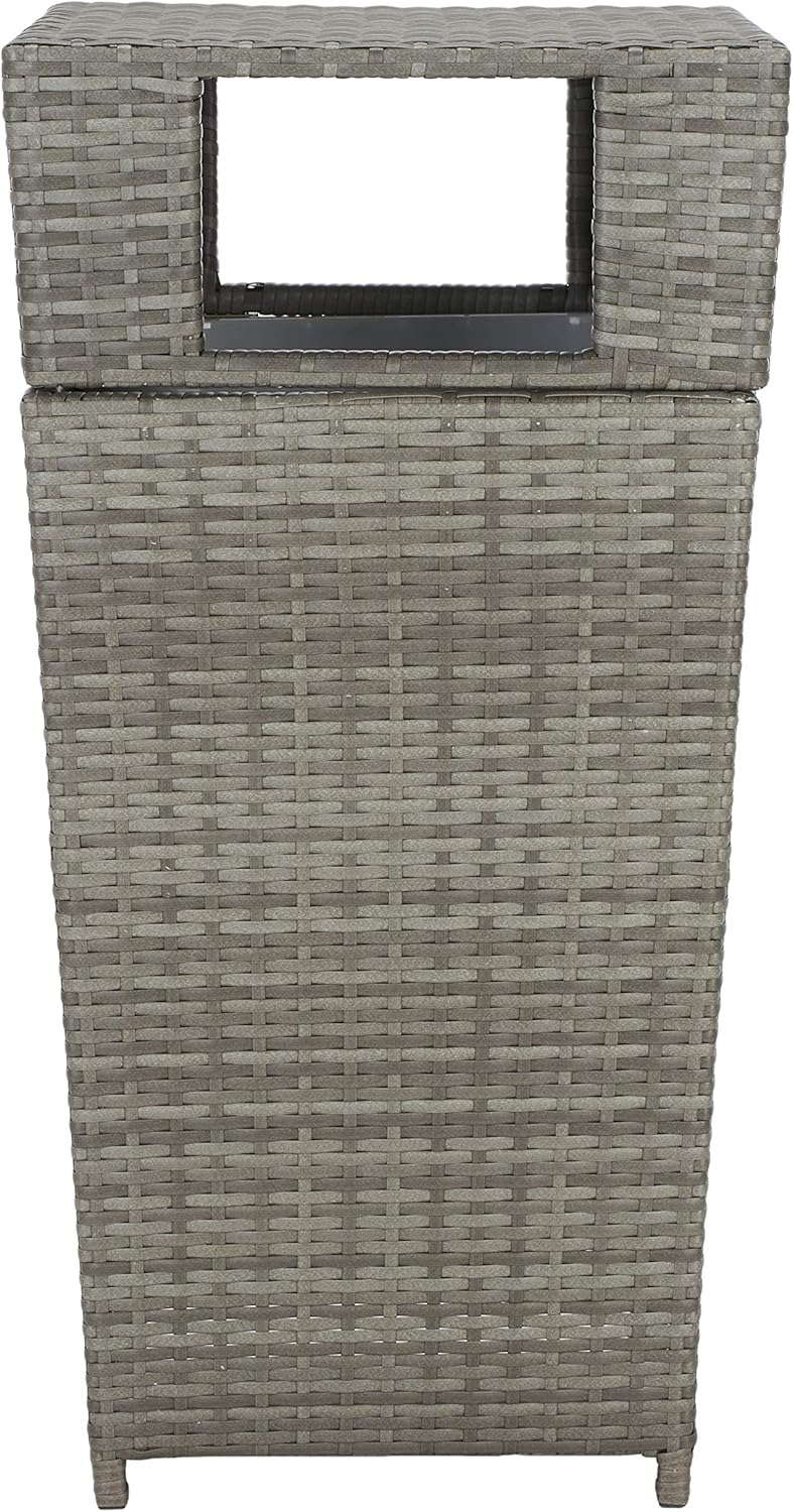 Safavieh Outdoor Collection Mazeli Grey Wicker Trash Bin