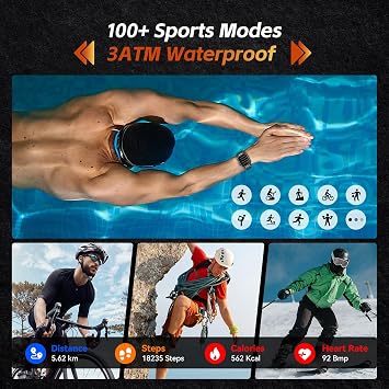 GTS9 Smart Watch, 1.96 Fitness Tracker with BT Call for Men