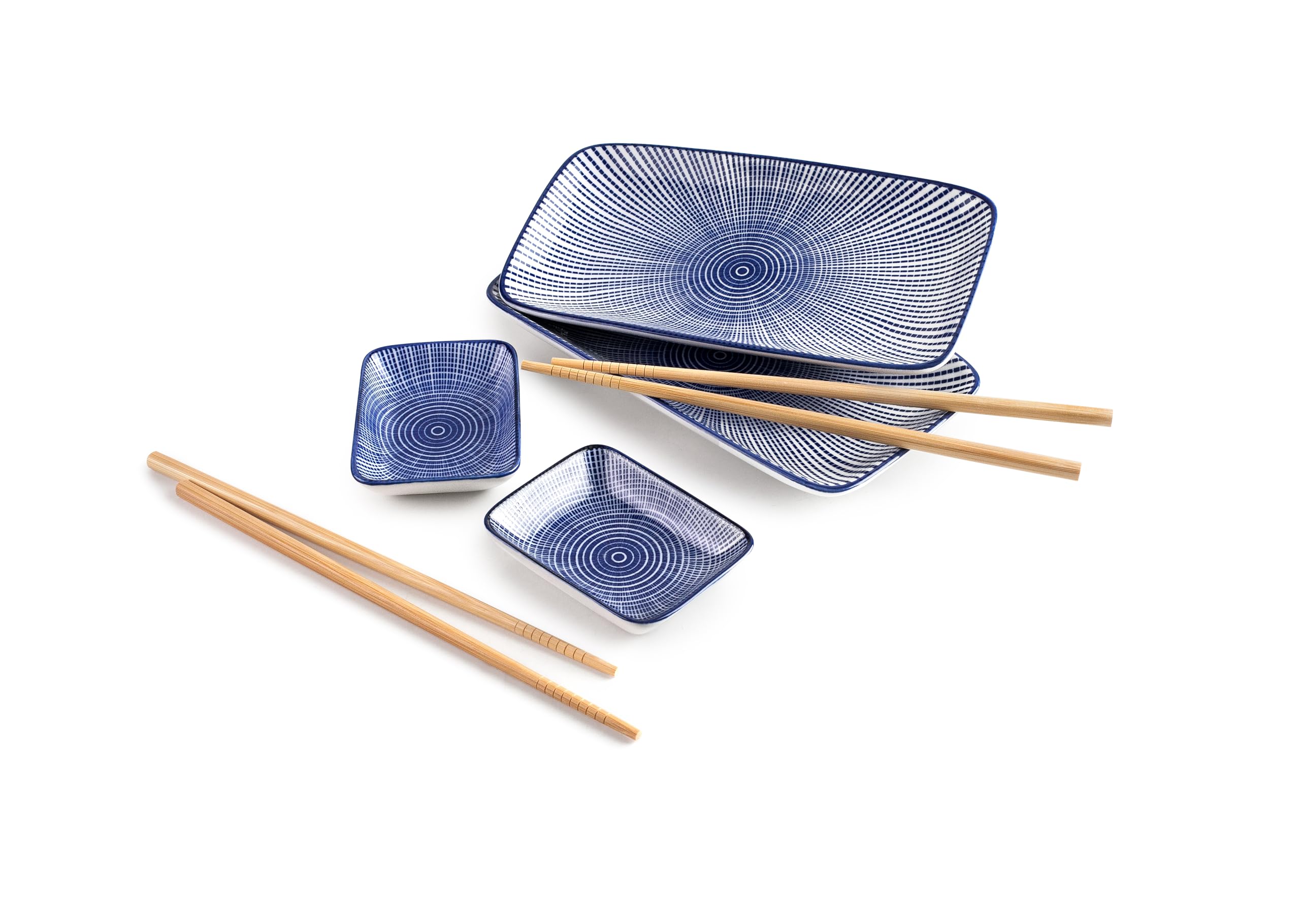IBILI - Sushi Set, 2 Trays + 2 Bowls + 4 Chopsticks