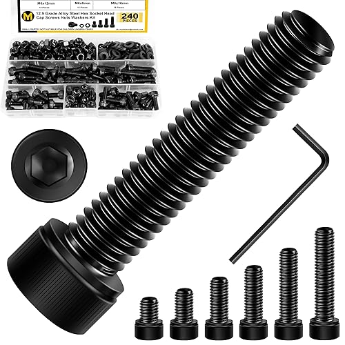 Miniatura 9 de 380 piezas M4 Tornillos Surtidos Kit 304 de acero inoxidable 304 cabeza de botón Tornillos métricos, resorte y arandelas planasTuercasLlaves