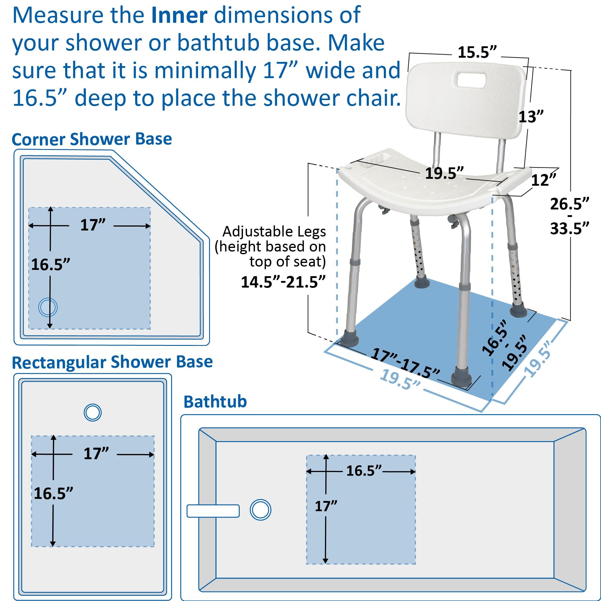 Vaunn Silla de Ducha Ajustable para bañera de SPA con Respaldo extraíble