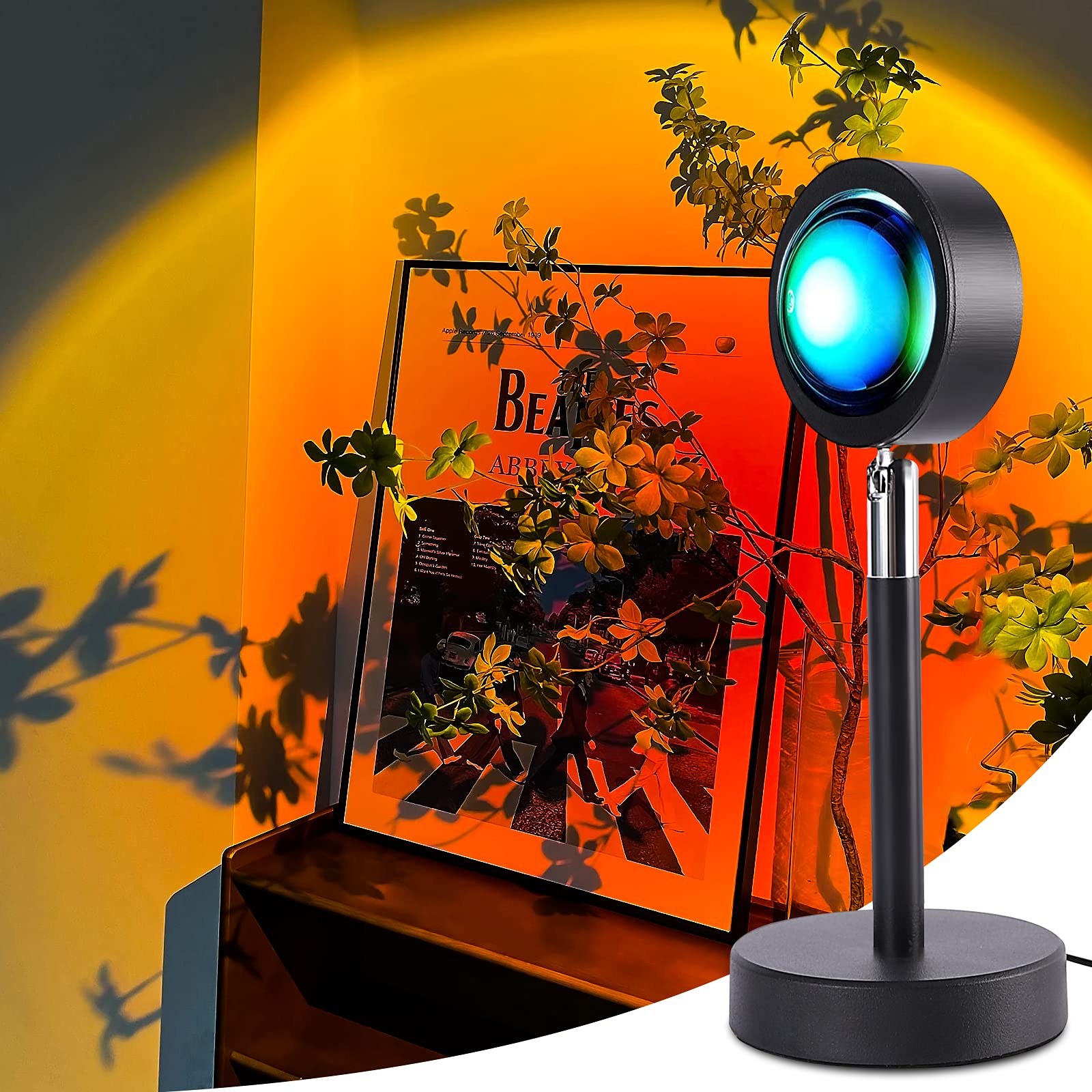 Sunset Lamp Projector,360 Degree Rotation Brightness Golden Sunset Led Night Light for Photography Vlog Romantic Vibe Living Room Bedroom Home Party Decor