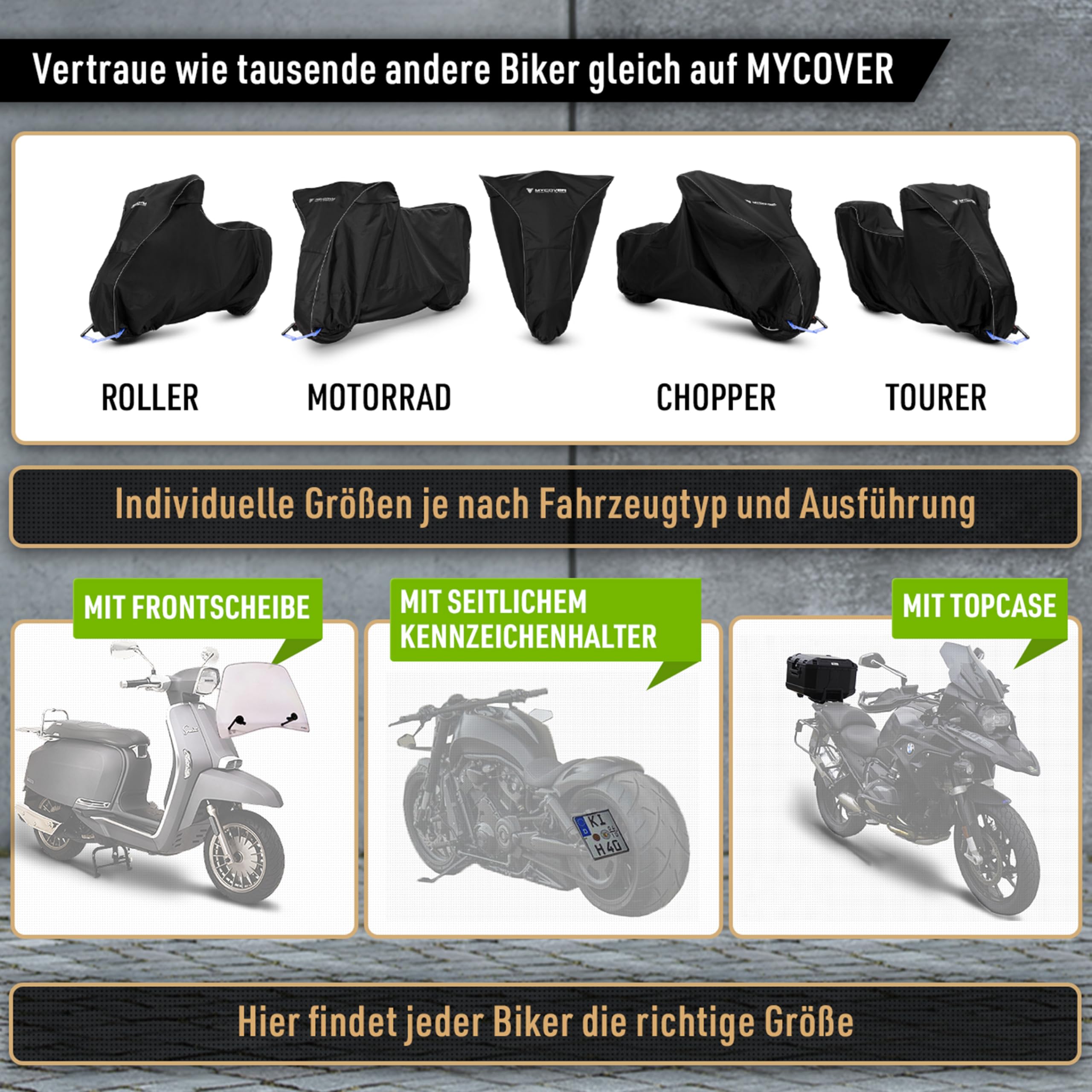 Roller Abdeckplane handgefertigt - Mofa Motorradabdeckung Winterfest wasserdicht reißfeste & robuste Motorradplane Outdoor - Größe M++