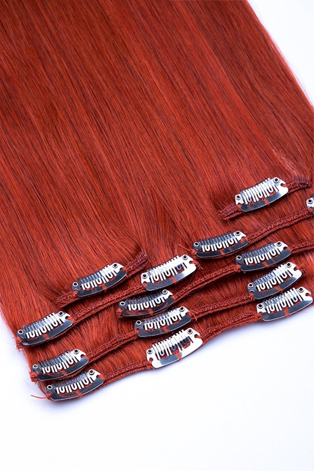 Clip In Extensions Set 100% Echthaar 7 teilig 70g Haarverlängerung 55cm Clip-In Hair Extension in der Farbe #350 Kupfer
