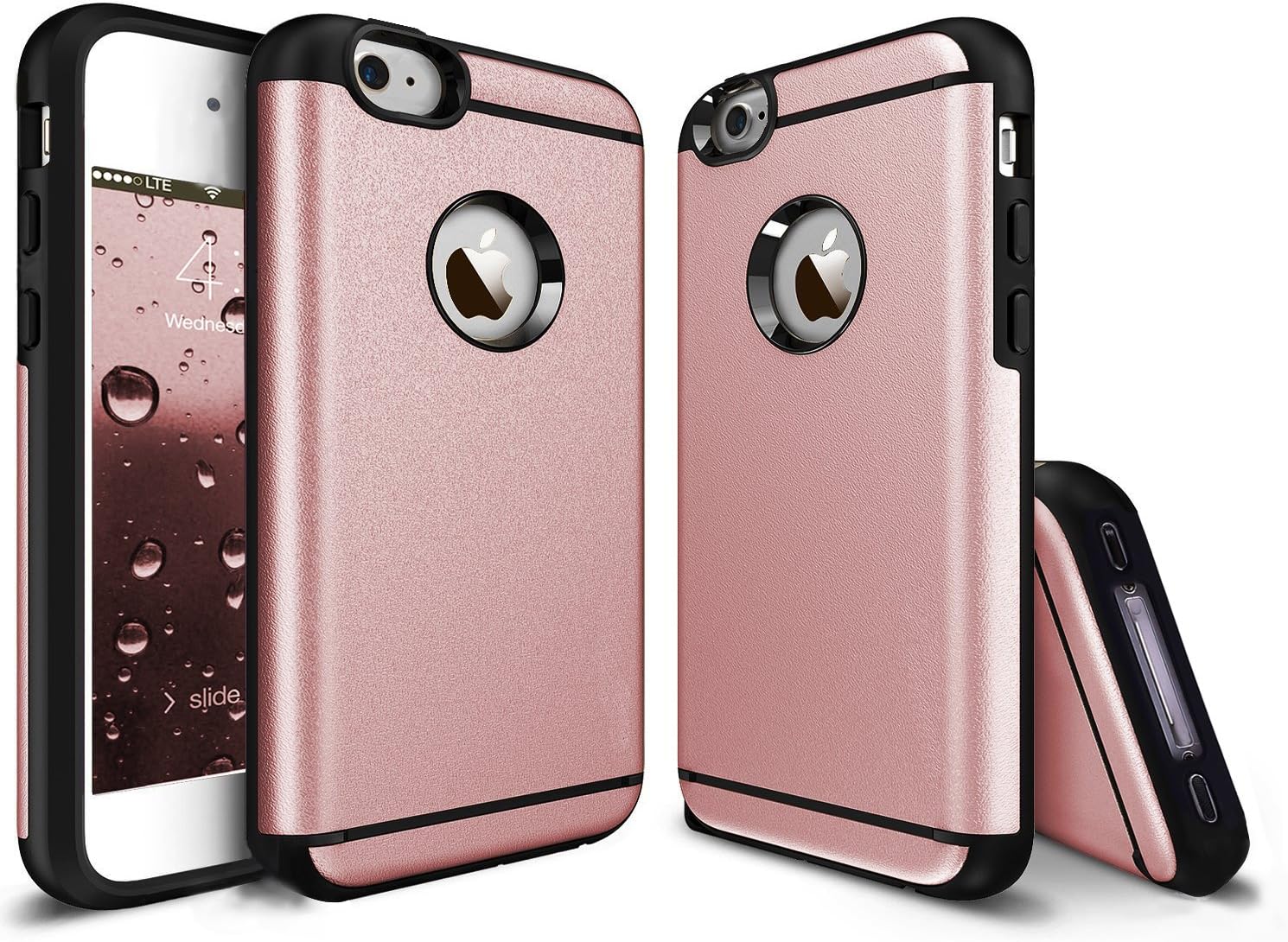 iPhone 4S Case, CHTech iPhone 4 Case Dual Layer Hybrid Slim Armor Case with Solid PC and Shockproof TPU for iPhone 4 / 4S (Rose Gold)