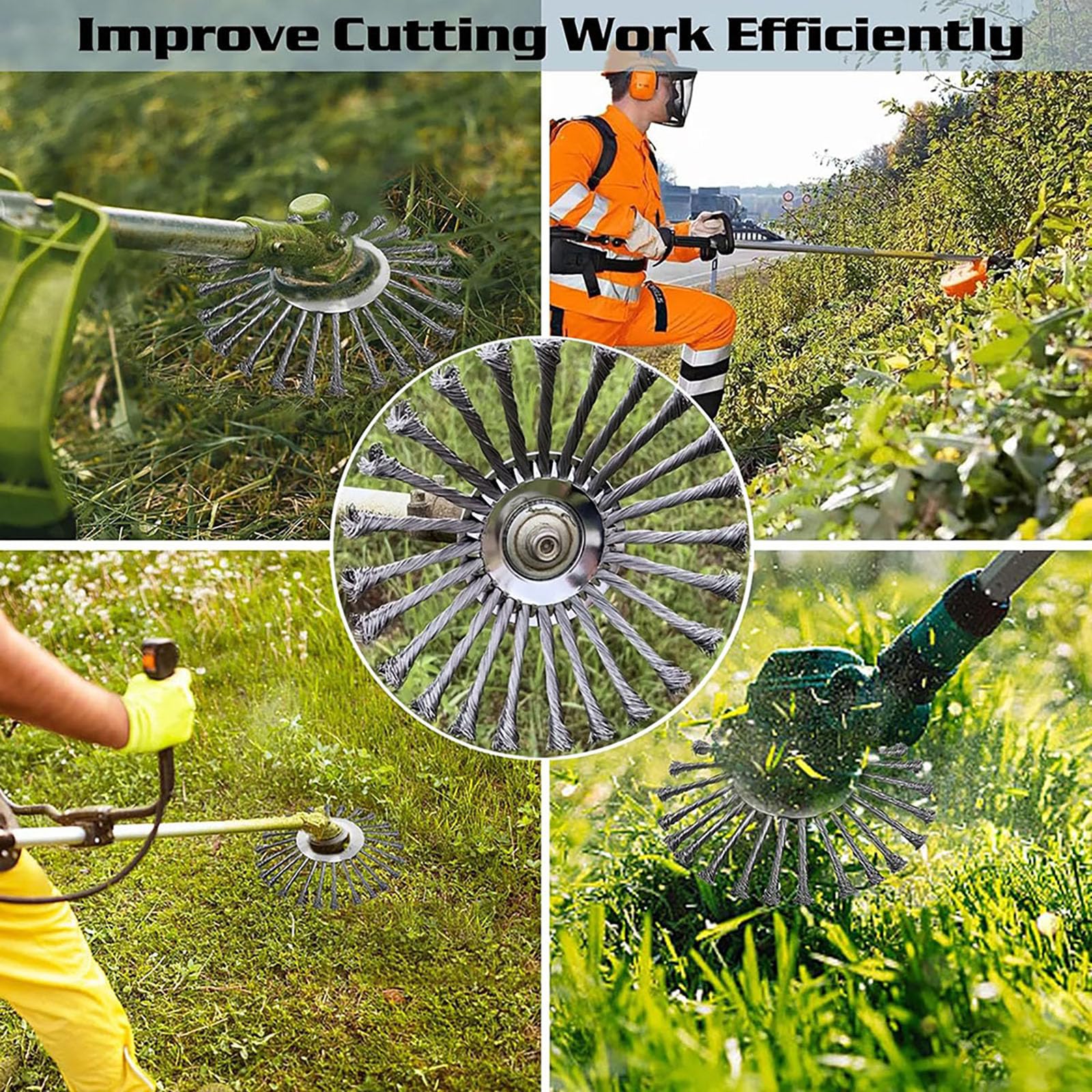 OFCOX Cabezal de corte de césped de alambre de acero indestructible de 10 pulgadas, devorador de cuchillas de maleza, accesorios de cabeza de wacker de malezas, hoja de disco de deshierbe, compatible