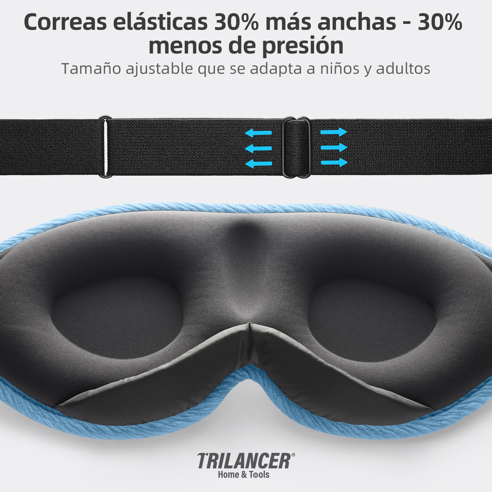 Antifaz para Dormir Innovador para Hombres y Mujeres, Máscara con Diseño que Bloquea la luz y la Claridad al 99.99%, para Dormir, Tomar una Siesta, Meditar, Descansar bien y Viajar（Azul） — view 7
