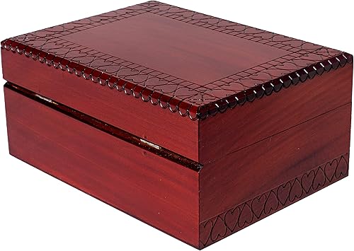 Artisan Owl Maletero grande hecho a mano polaco de 10 pulgadas con diseño de corazón con cerradura y llave para recuerdos, cartas de amor, joyas y