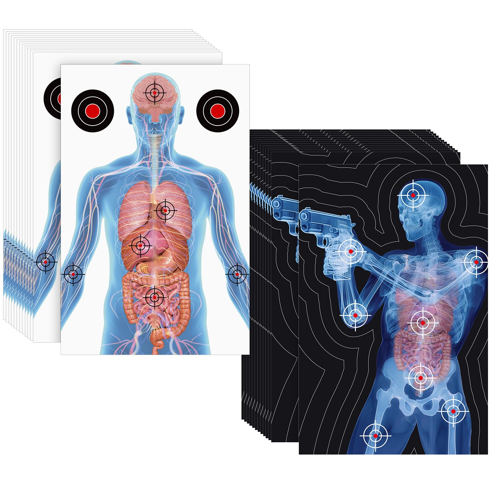 Hollowfly 50 Pack 23 x 35 Inch Shooting Range Targets Paper Shooting Targets Human Silhouette Targeting X-Ray Skeleton Designs Anatomical for Practice