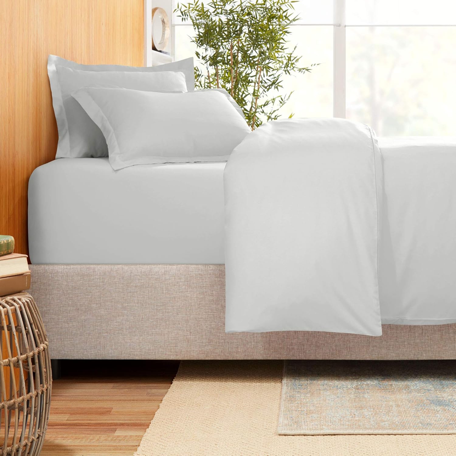 100% Natural Cotton Sateen Weave 800 Thread Count California King Size Fitted Sheet with Elastic All Around - 1 Piece Fitted Sheet - Fits Mattress Up to 18 Inches Deep Pocket Light Grey