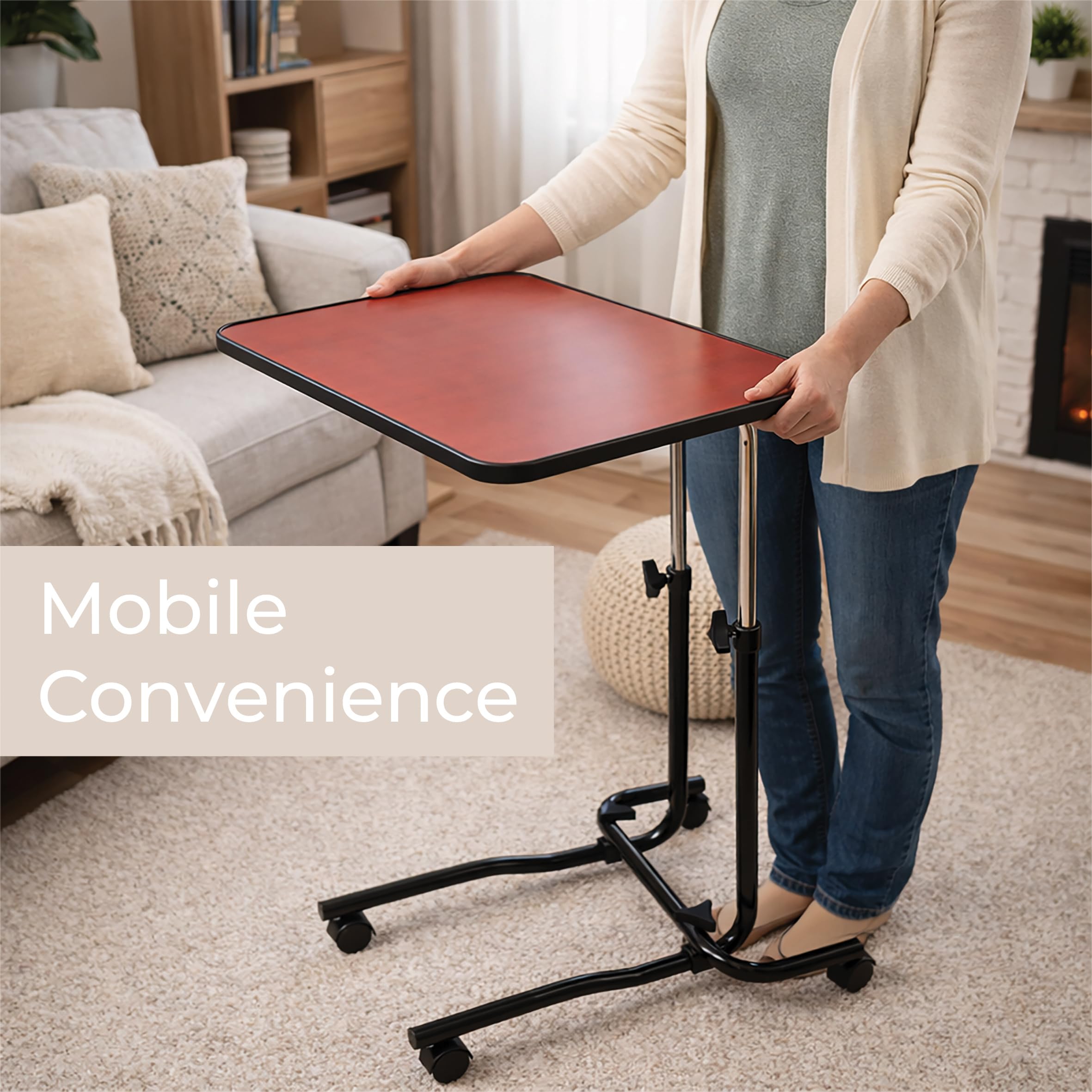 Aidapt Canterbury - Mesa de Altura Ajustable con Parte Superior inclinable (0-45°), Mesa Auxiliar móvil con Ruedas, Superficie de 550 x 410 mm, Uso doméstico y Dormitorio