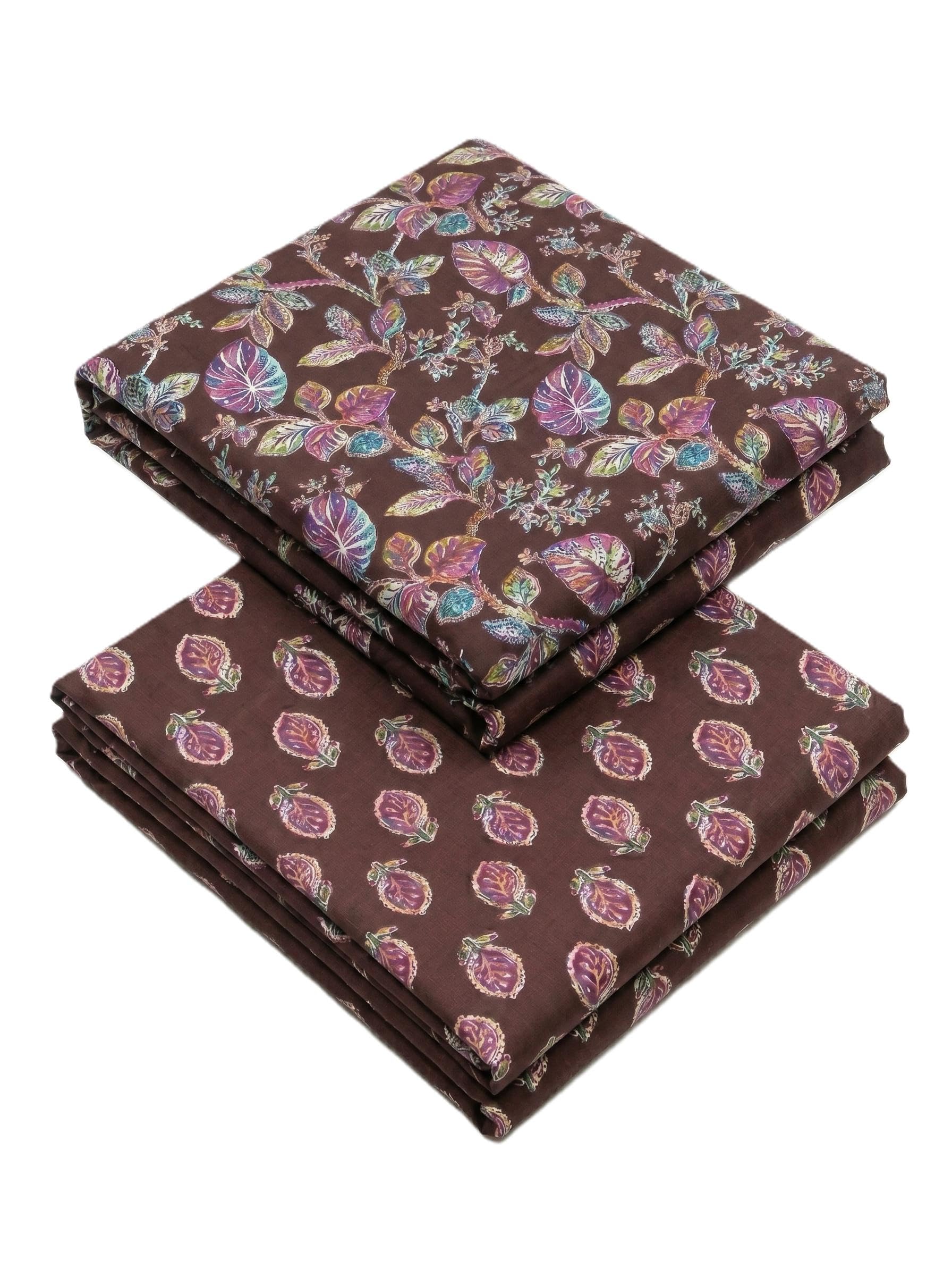 Women’s Pure Cotton Unstitched Dress Material | Jaipuri Sanganeri Floral Wine Purple Top (2.5M) & Bottom (2.25M) | 2 Piece Suit Set Salwar Kameez for Office & Daily Wear-image-23