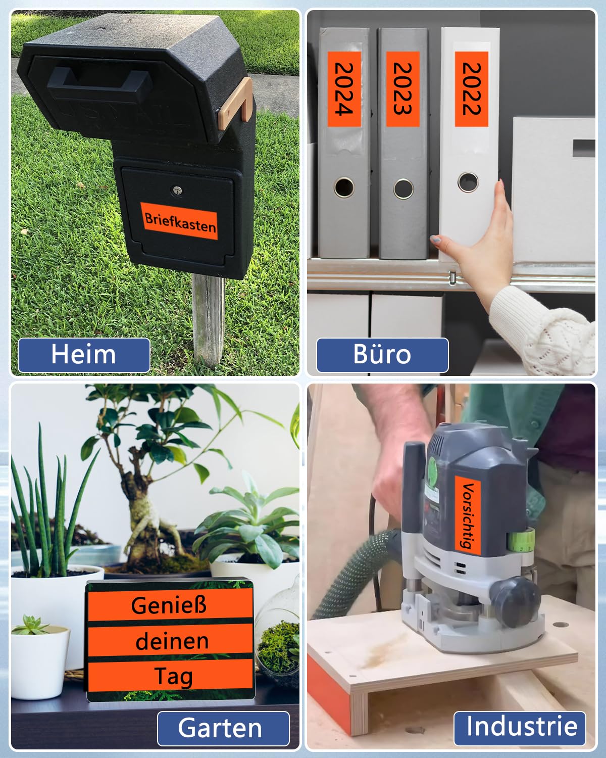 Cruxer 8er-Pack Kompatibel mit P-touch TZeB61 36 mm Schwarz auf Orange | TZe-B61 Laminiertes Etikettenband Ersatz für Ptouch PT-530 550 3600 9200pc 9200DX 9400 9500PC 9600 9700PC Etikettendrucker