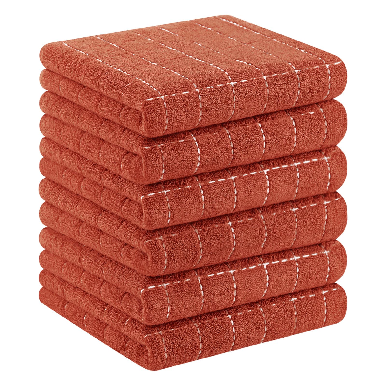 Homaxy 100% Cotton Terry Kitchen Towels, 6 Pack, Rust | Ultra Soft and Absorbent Dish Towels for Kitchen, Suitable for Drying and Washing Dishes