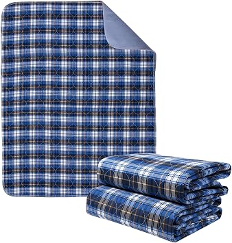 Washable Bed Pads, Non-Slip Bed Pads for Incontinence 36"" x 72"", 2 Pack - Waterproof and Reusable Underpads for Adults, Kids, and Pets, Blue