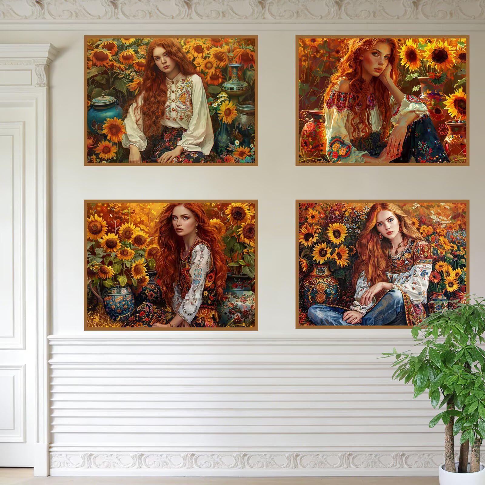 Diamentowe malowanie damskie 60 x 45 cm kwadratowy obraz diamentowy 4 sztuki 2026 nowy DIY 5D zestaw do malowania diamentami z akcesoriami, prezenty świąteczne, dekoracje świąteczne i noworoczne i