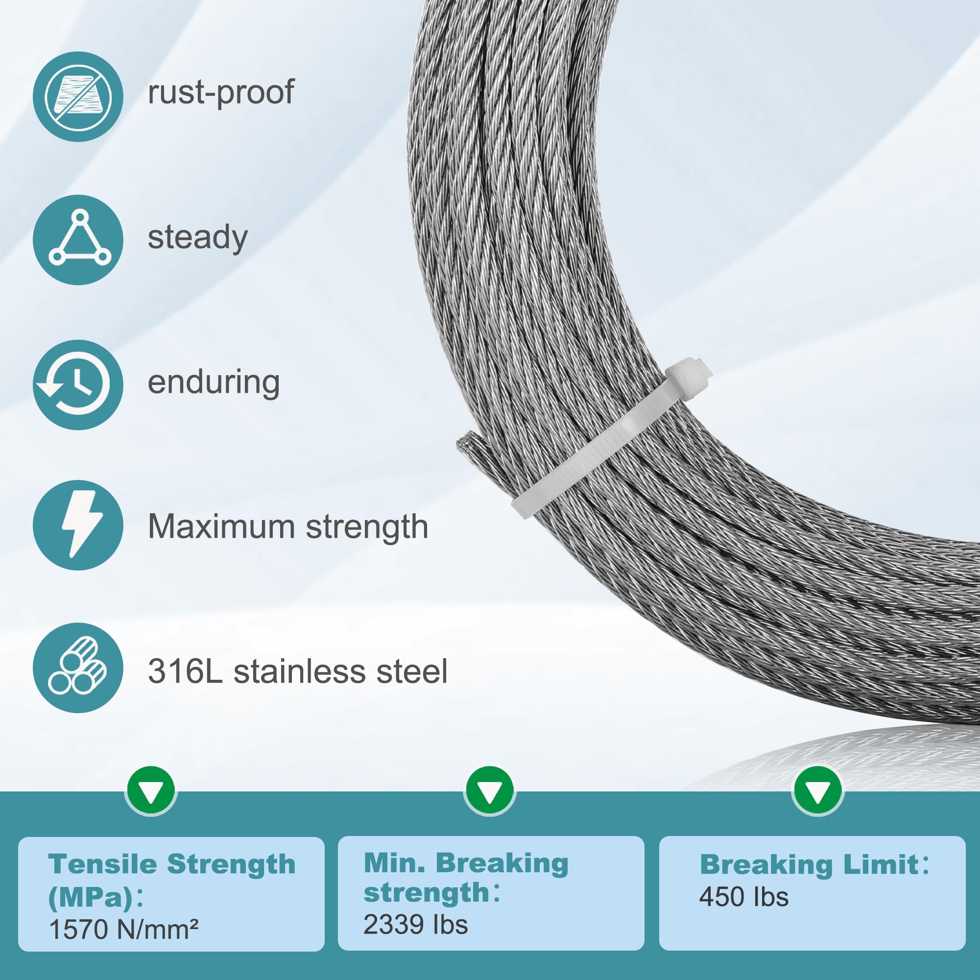 Ponte Ringhiera Cavo Aereo 250FT Cavo In Acciaio 1/8 - Alibaba - Foto 9