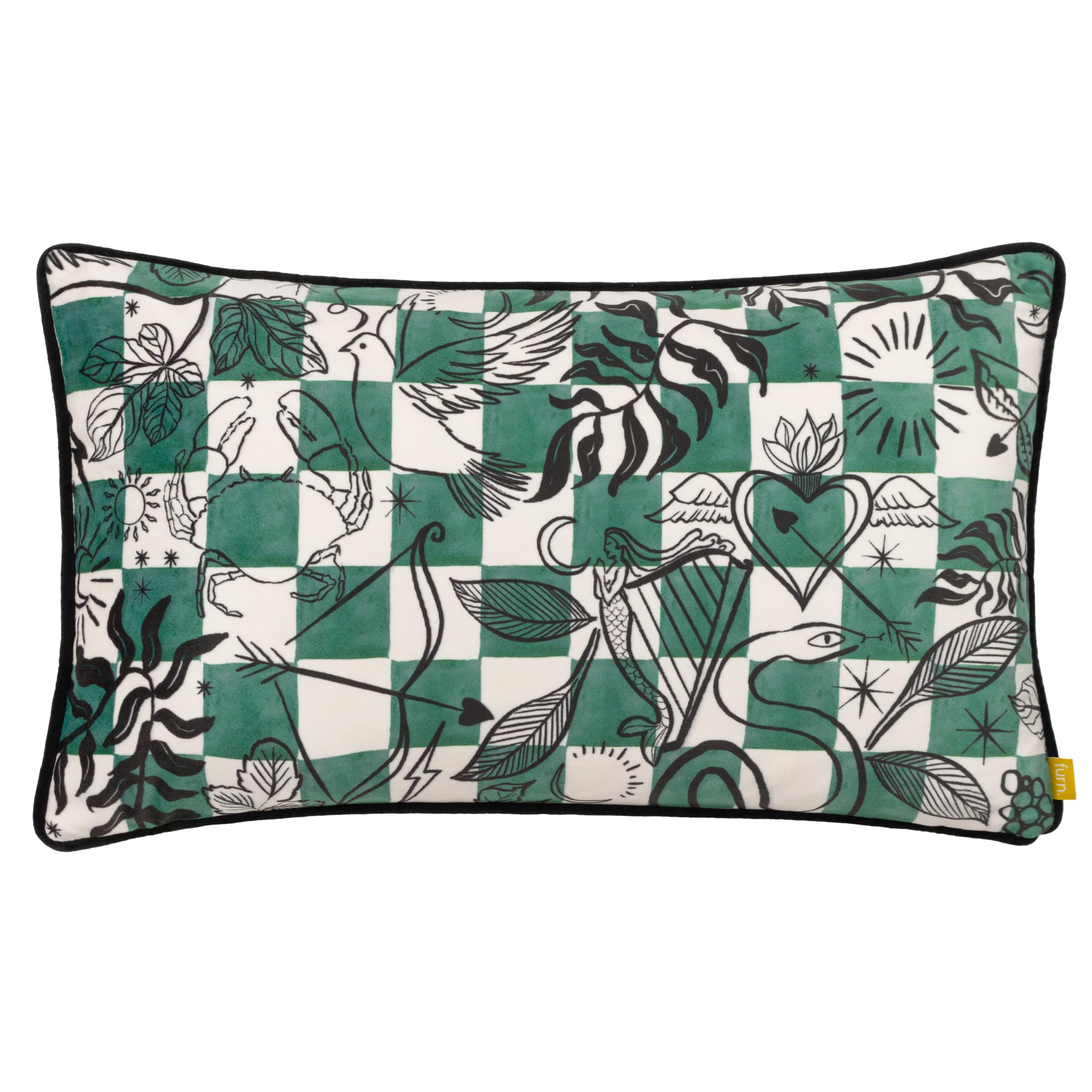 furn. Mythos Velvet Piped Feather Filled Cushion
