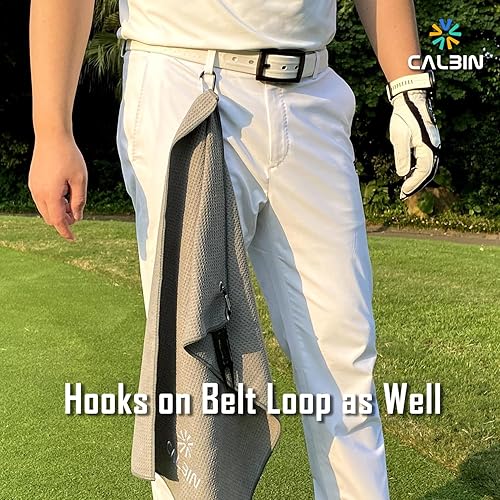 Miniatura 7 de Calbin Toalla de golf magnética, toalla de golf de microfibra de primer nivel, con herramienta de reparación de divisiones magnéticas y cepillo