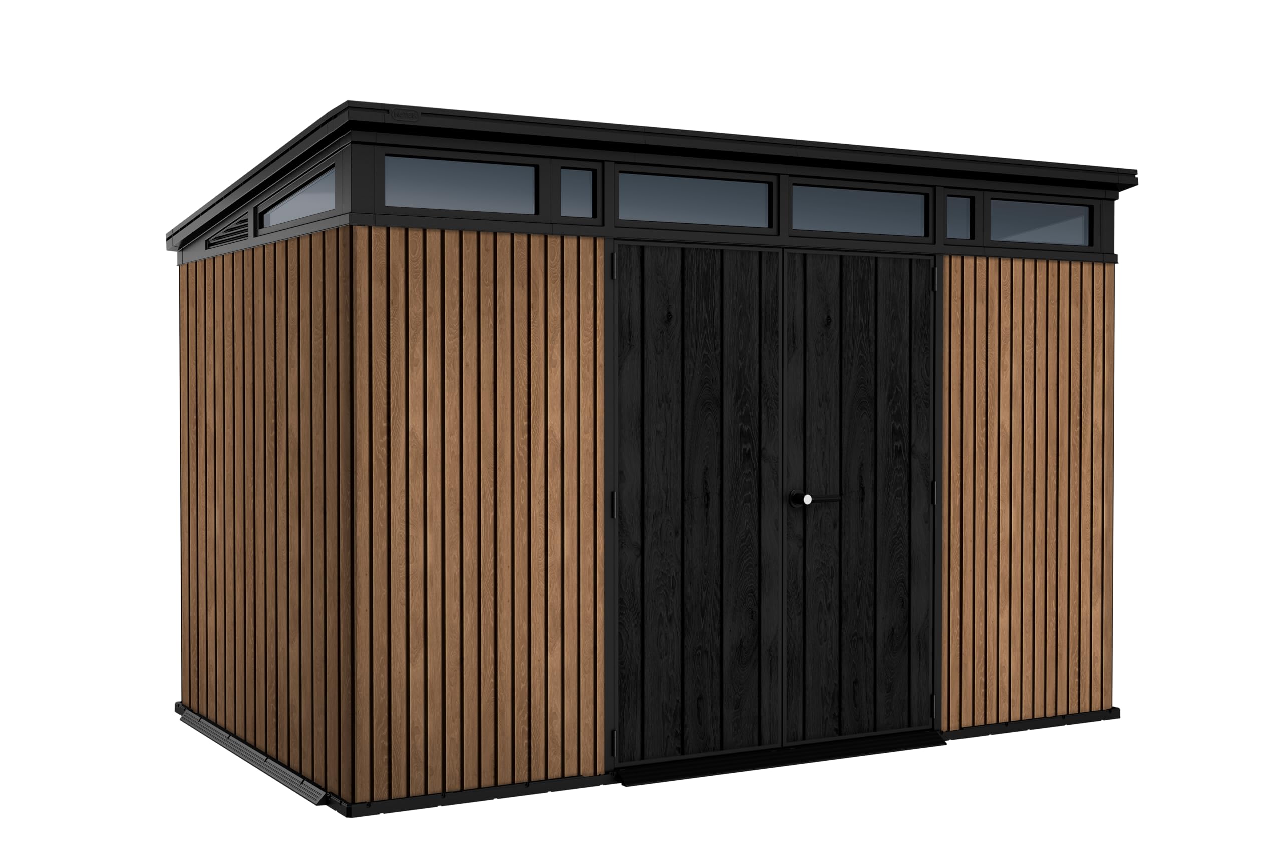 Keter Abri de Jardin Pent 11 x 7 cm, Effet Bois Naturel à Lattes, 7,4 m², 340 x 218 x 226 cm