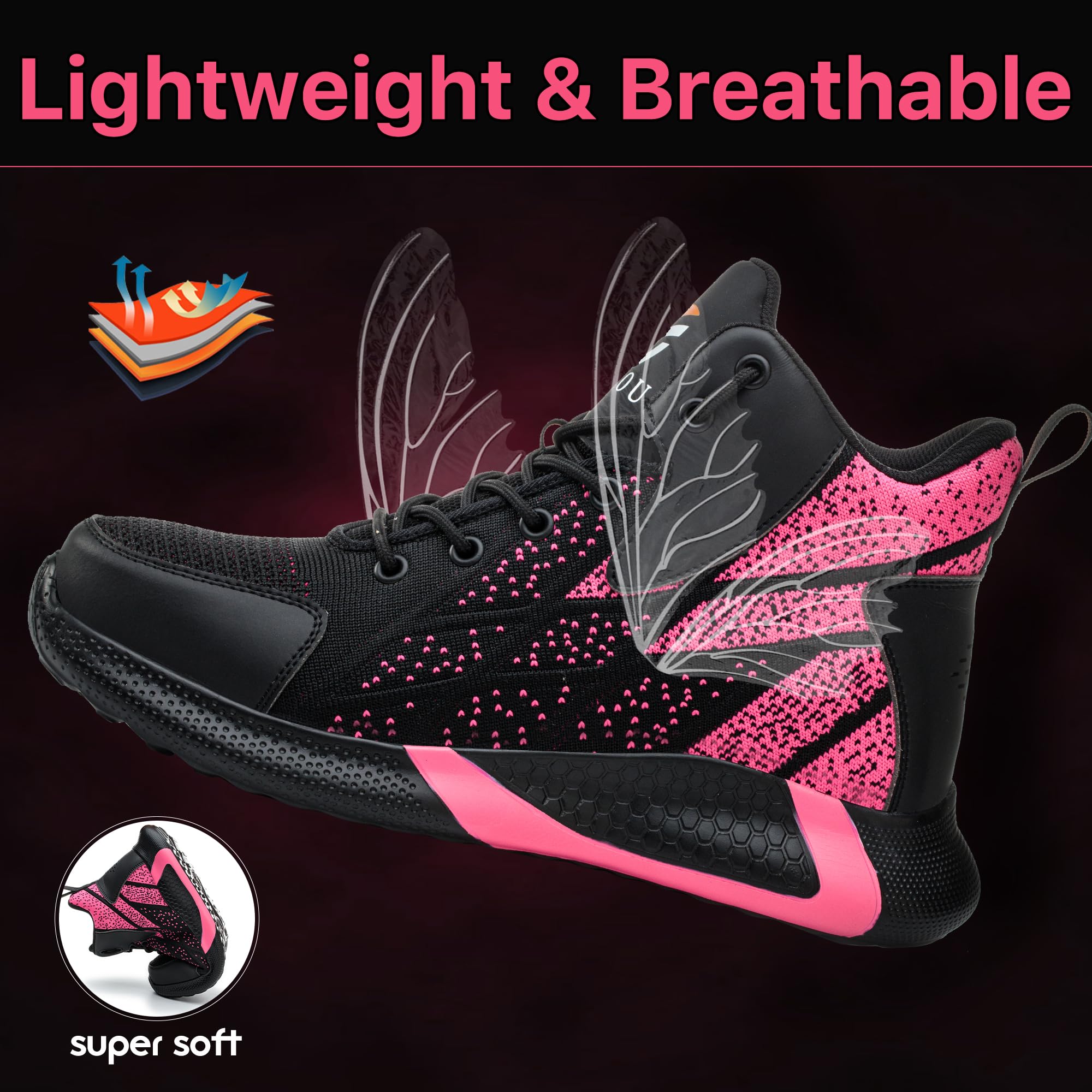 Chaussures de Sécurité Hommes Femme Légère Basket de Securite Montante Respirante Confortable Chaussures de Travail Embout Acier Protection