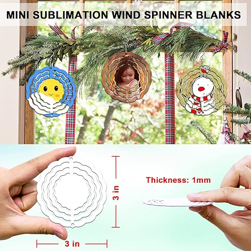 Miniatura 9 de Paquete de 10 unidades de 8 pulgadas de sublimación de viento giratorias, escultura cinética de aluminio 3D alimentada por viento, molduras de