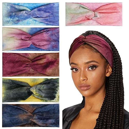 Huachi Diademas de moda para el cabello de mujer, bandas anchas para la cabeza, turbante, antideslizantes, trenzadas, accesorios para el cabello,