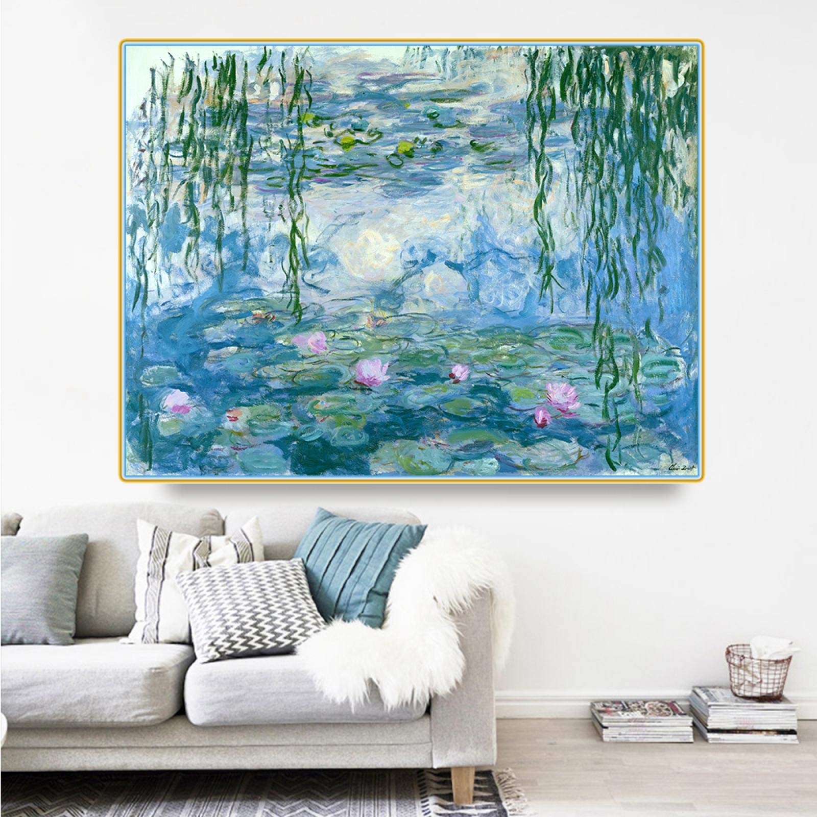額装済/睡蓮 1916/クロード モネ/ポスター/インテリア/アート Amazon｜クロード・モネ《睡蓮1916-1919》キャンバスアートペイン