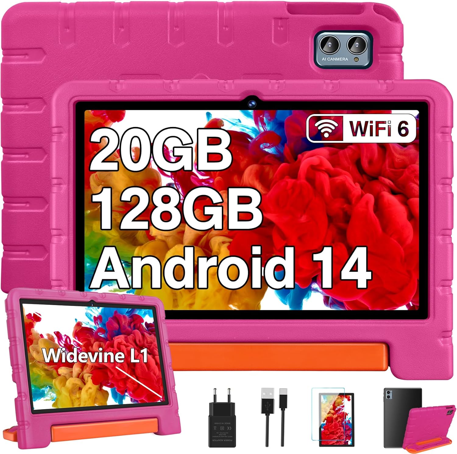 Tablet ZIOVO Tablet Android 14 da 10 pollici per bambini, 20 GB RAM+128 GB ROM