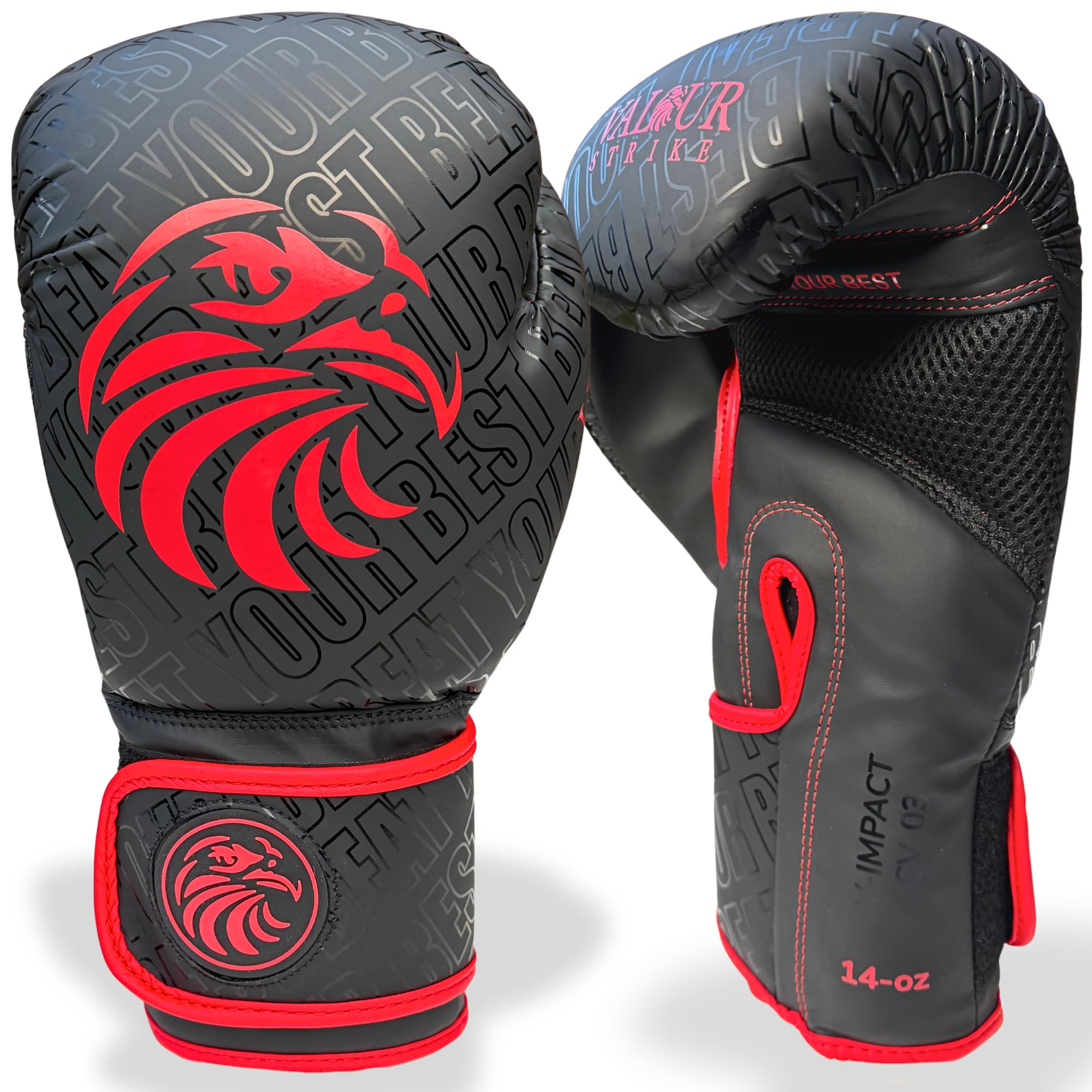 Valour Strike Boxing Gloves for Men Women Ladies | Glove Ounce set to 16oz 14oz 12oz 10oz 8oz | Pro Boxing Training Gloves for Sparring in Kickboxing MMA Muay Thai or Boxercise Training