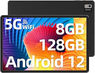 SGIN Android 12 Tablet, 10.1 Inch Tablet with 8GB RAM 128GB ROM, MTK Octa-Core Processor, 1920 * 1200 FHD IPS Display, 2.4G/5G WiFi, Bluetooth5.0, GPS, Type-C, Supports 512GB TF Card Memory Expansion