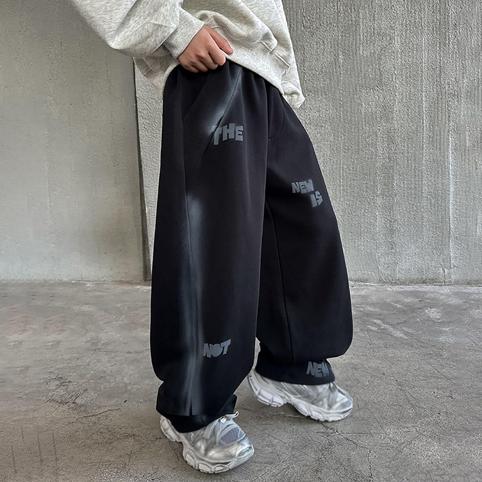 Jogging Enfant Garcon 4-14 Ans Large Pantalon Baggy Garcon Ado Décontracté Sport Ample Pantalon de Travail Cargo Taille Elastique avec Poches Doux Streetwear Sweatpants
