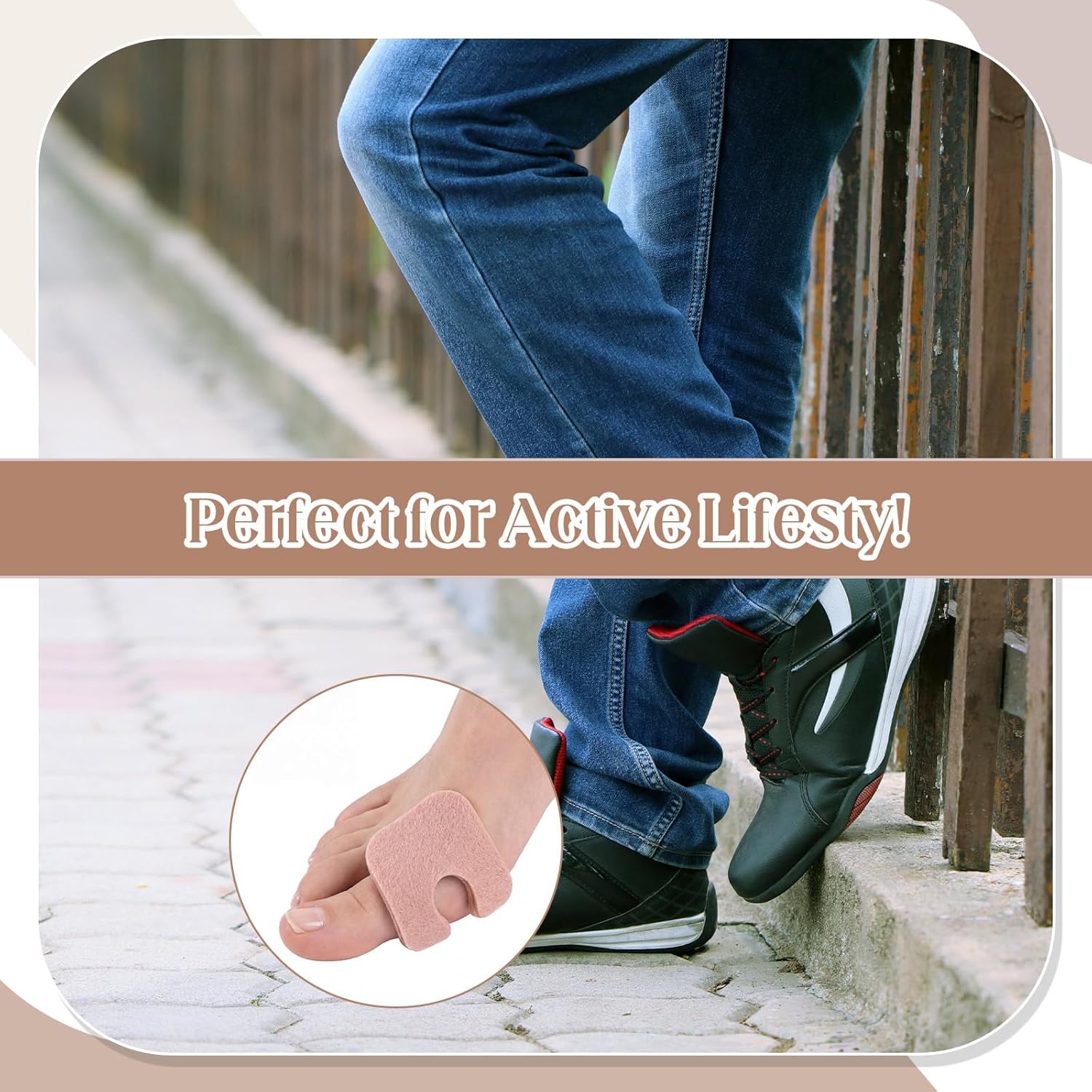 eBoot 240 Pcs Callus Cushions 1/5" Thick U Shaped Metatarsal Corn Pads Self Adhesive Foot Pads Keep Calluses from Rubbing on Shoes Adhesive Cushions for Men and Women, Brown
