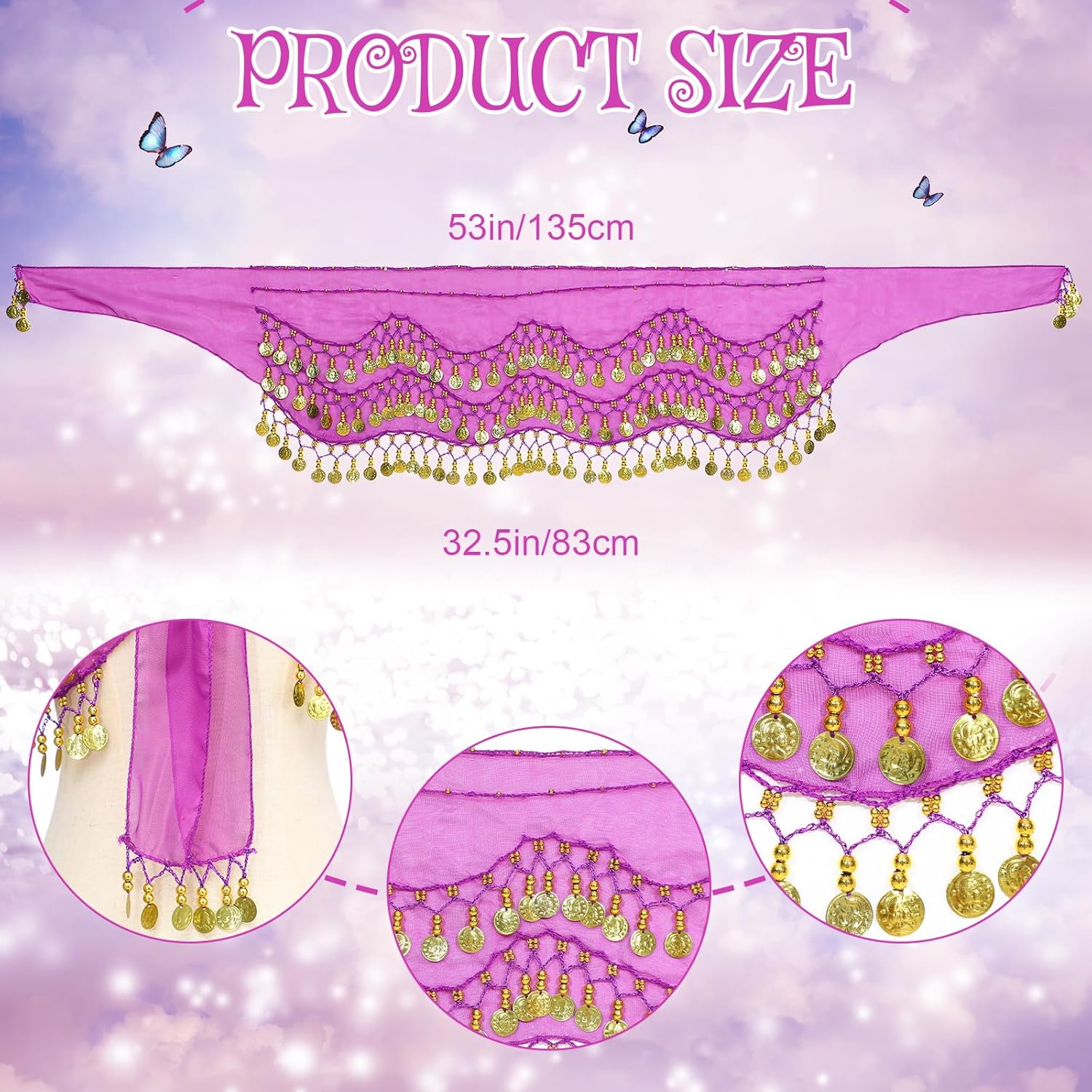 Zoooyawn 6 Pcs Halloween Gypsy Fortune Teller Costume Accessories Set for Women Include Multi Row Gold Coins Head Scarf Necklace Crystal Ball Earrings Bracelet Fortune Teller Tattoo Halloween Cosplay