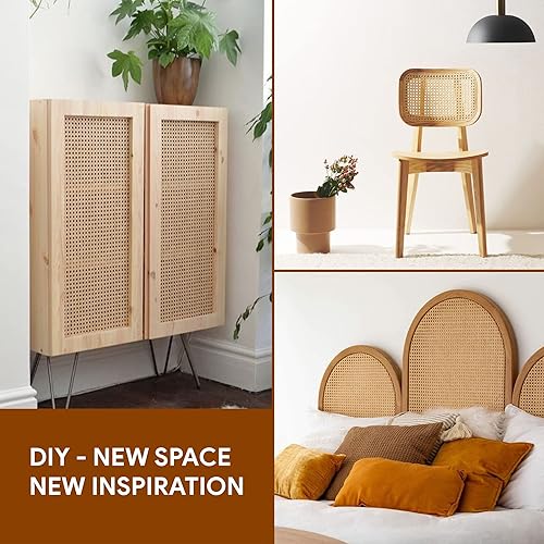 Miniatura 5 de KOLWOVEN Cincha de caña de plástico de 24 pulgadas de ancho x 3.3 pies para proyectos de enlatado, caña de malla abierta pretejida natural, malla de