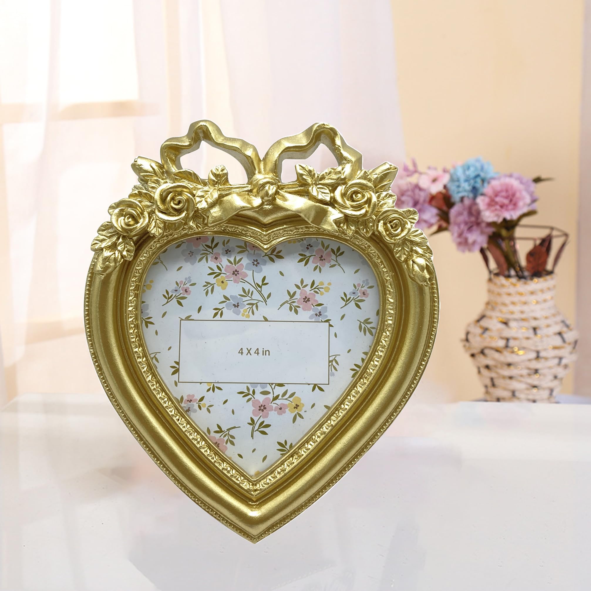 フォトフレーム Vintage heart photo flame Amazon.com - SYLVIA'S SHOP 3x3 Small Vintage Heart Shaped