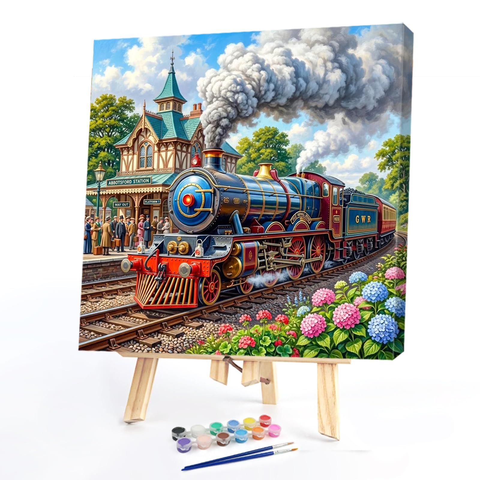 Poetrydraw Seaside Cottage Diy Paint By Numbers Kit 15.75X15.75 Inch Canvas Oil Painting For Beginners & Adults - Home Wall Decor Gift