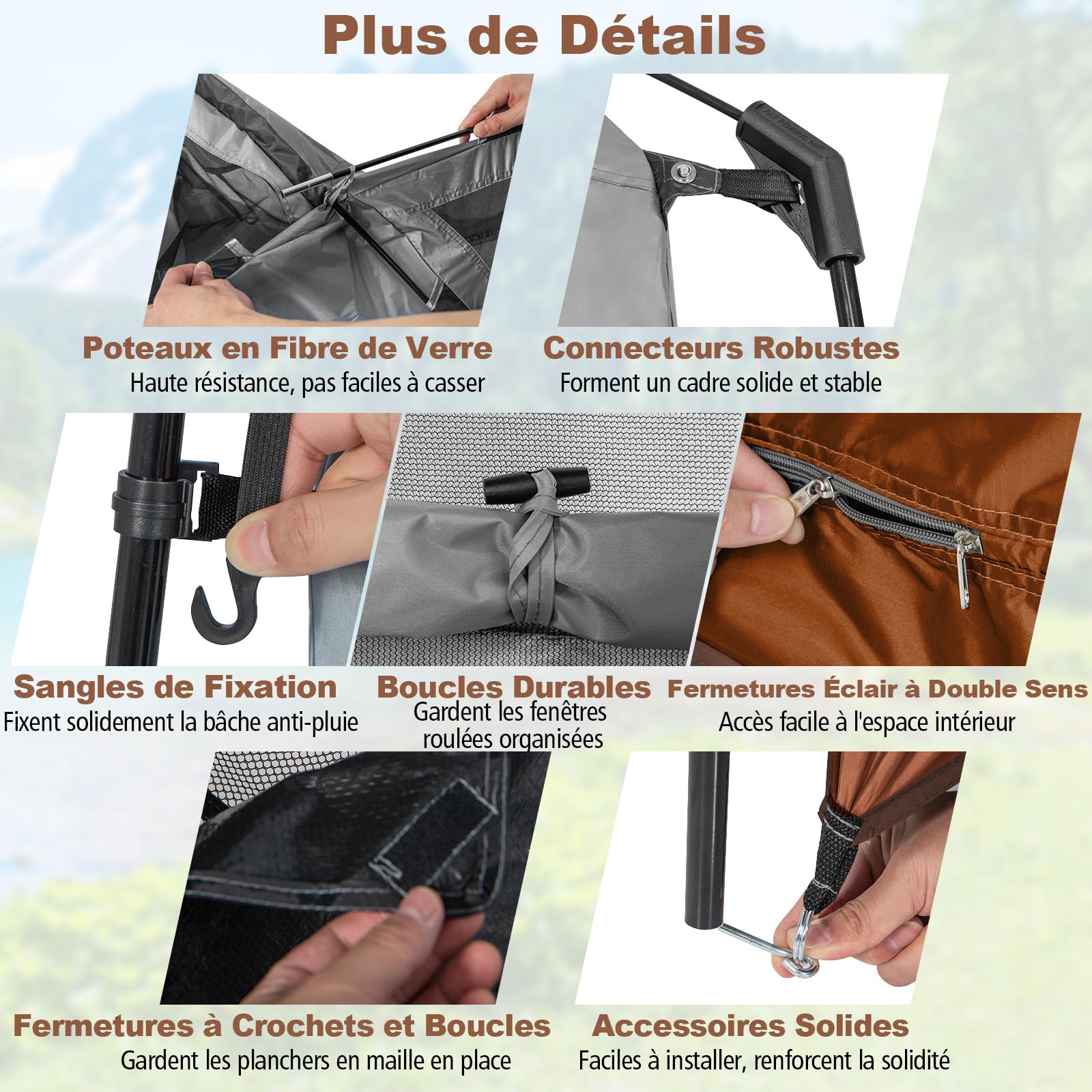GOPLUS Tente de Douche 2 Personnes, Tente Cabine d'Essayage Portable avec Portes Zippées et 4 Fenêtres, Tente de Vestiaire avec Sac de Transport, pour Camping, Toilettes et Douche, Gris (Brun)