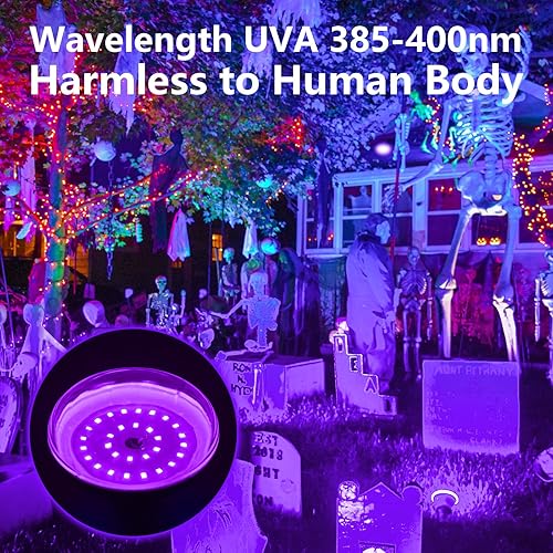 Miniatura 4 de Paquete de 6 bombillas negras, equivalente a 120 W, bombilla LED negra E26 BR30 de 385-400 nm para decoraciones de Navidad de Halloween, pintura