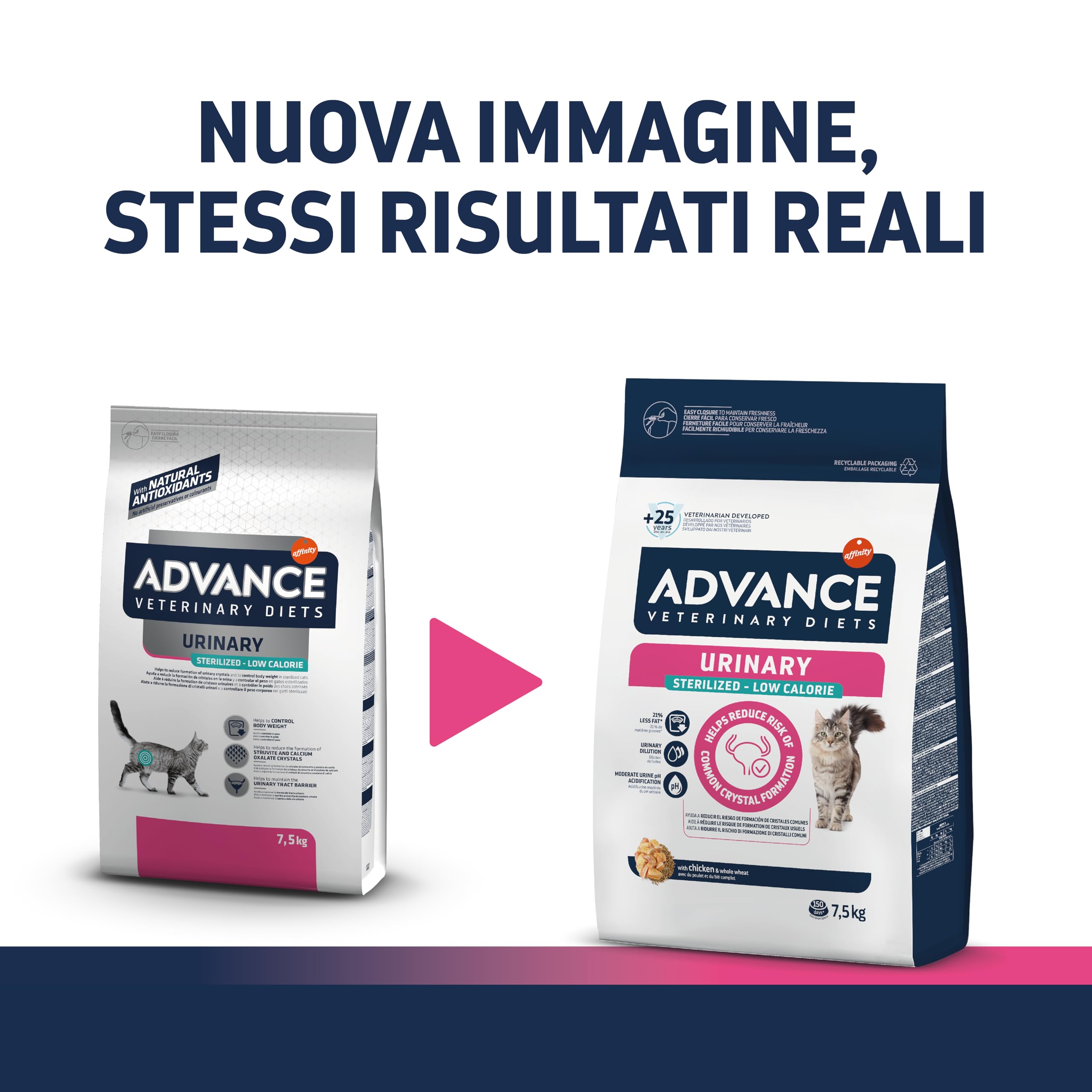 Advance Veterinary Diets - Urinary Sterilized Low Calories - Cibo per Gatti Sterilizzati con Problemi del Tratto Urinario - 7,5kg