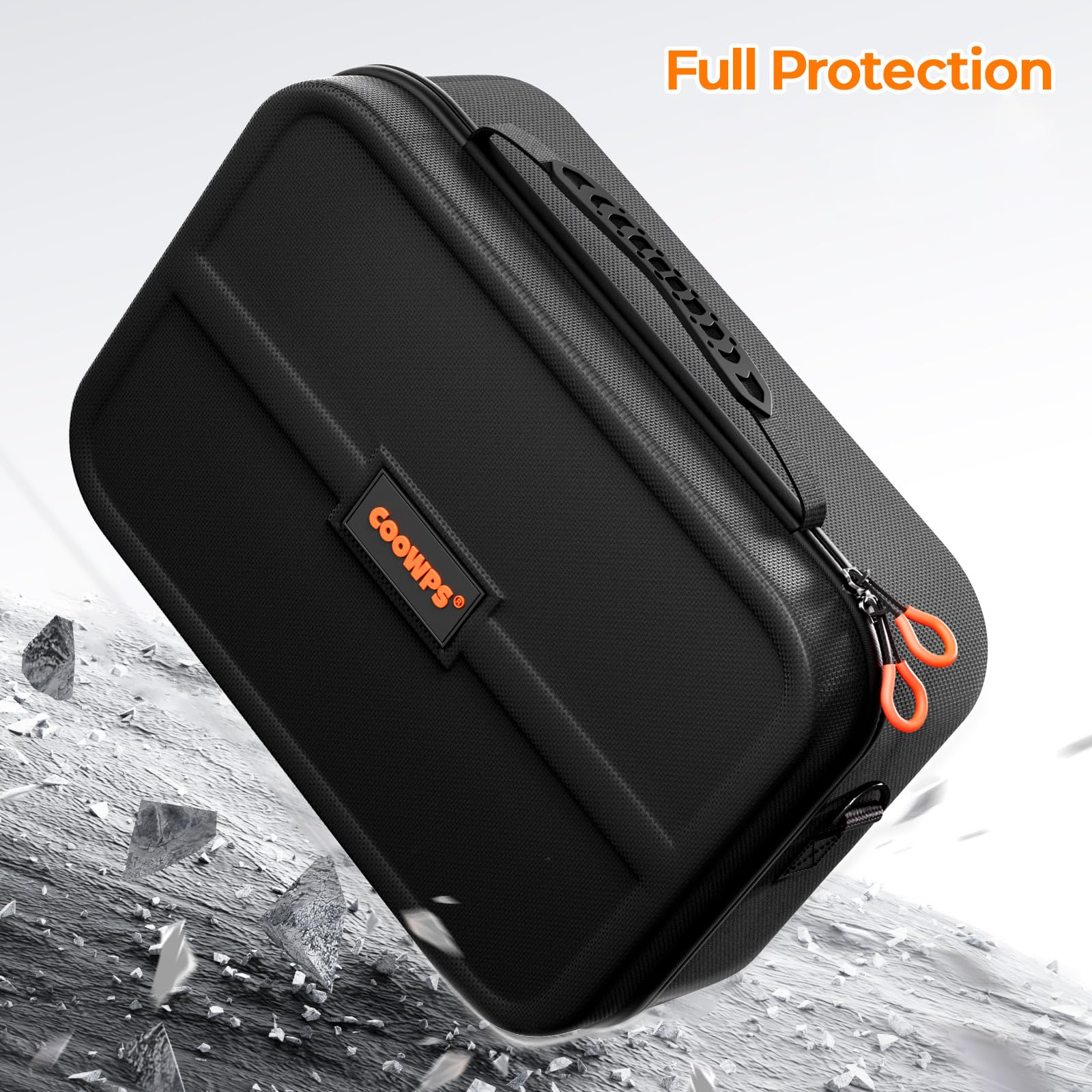 COOWPS Switch 2 Étui pour Nintendo Switch 2, Étui Rigide de Protection Totale, Capacité de 20 Cartes de Jeu, Housse de Transport Antipoussière pour Accessoires Switch 2, Noir Orange