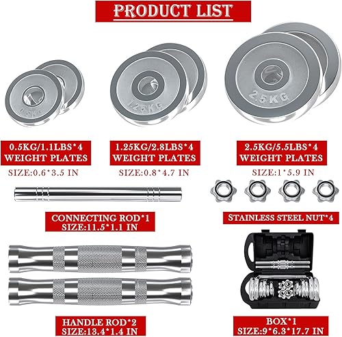 Miniatura 3 de VIVITORY Juego de mancuernas de fitness pesas ajustables de hasta 4466 libras con varilla de conexión de metal utilizada como barra pesas cromadas