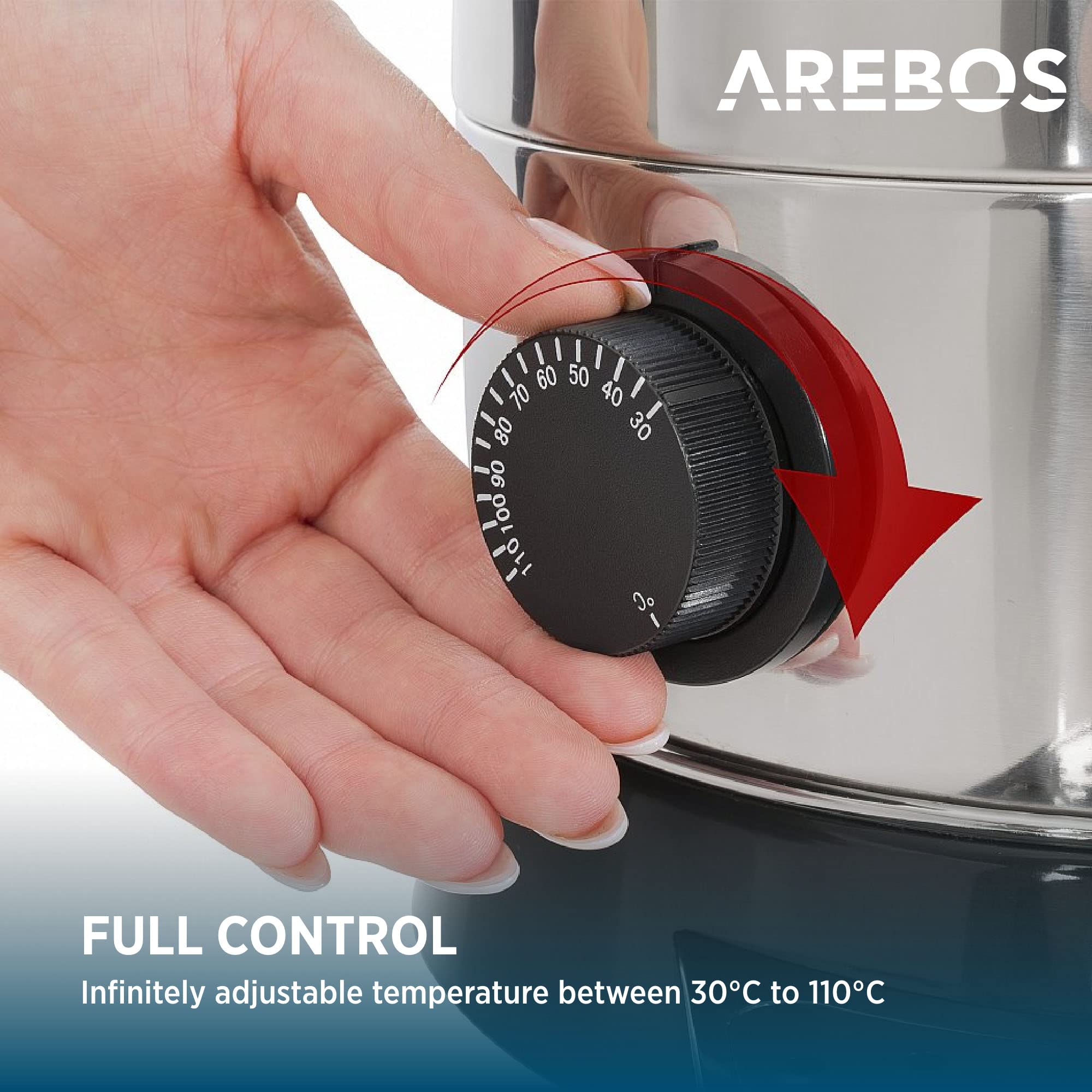 Arebos Pentola Bollitore 6,8 L 950 W | Dispenser Acqua Calda Vin Brulè Caffè Tè | Distributore Elettrico Bevande Calde con Rubinetto | Temperatura Regolabile 30-110 °C