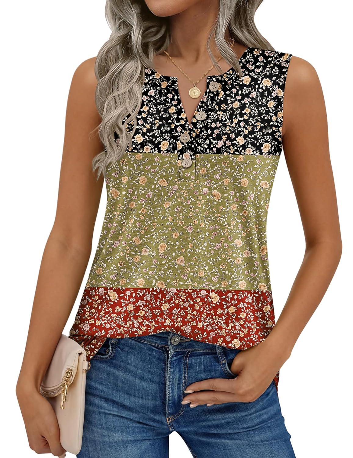 Zeagoo Womens Tank Tops Summer Sleeveless Tops Loose Button Henley Shirts Crew Neck Dress Casual 2026 Clothes