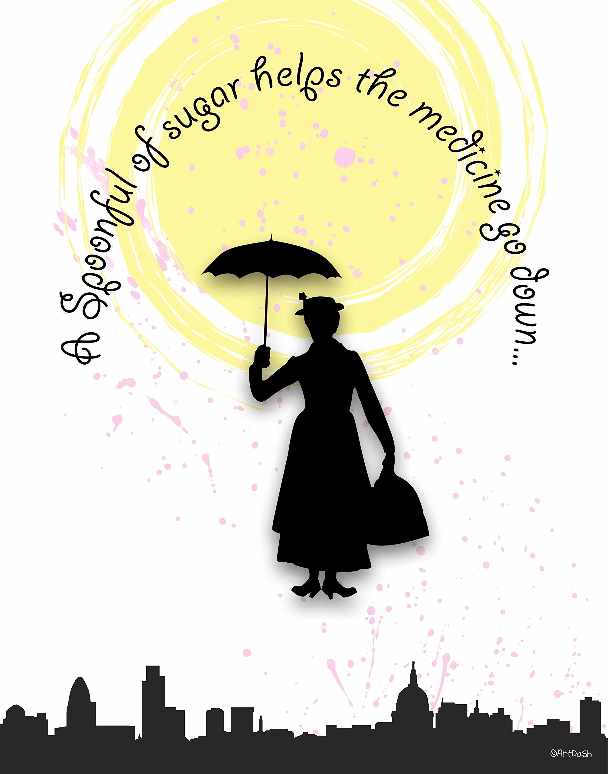 ArtDashDecorative Popart Print Studio: A Spoonful of Sugar. 8"×10" print Black