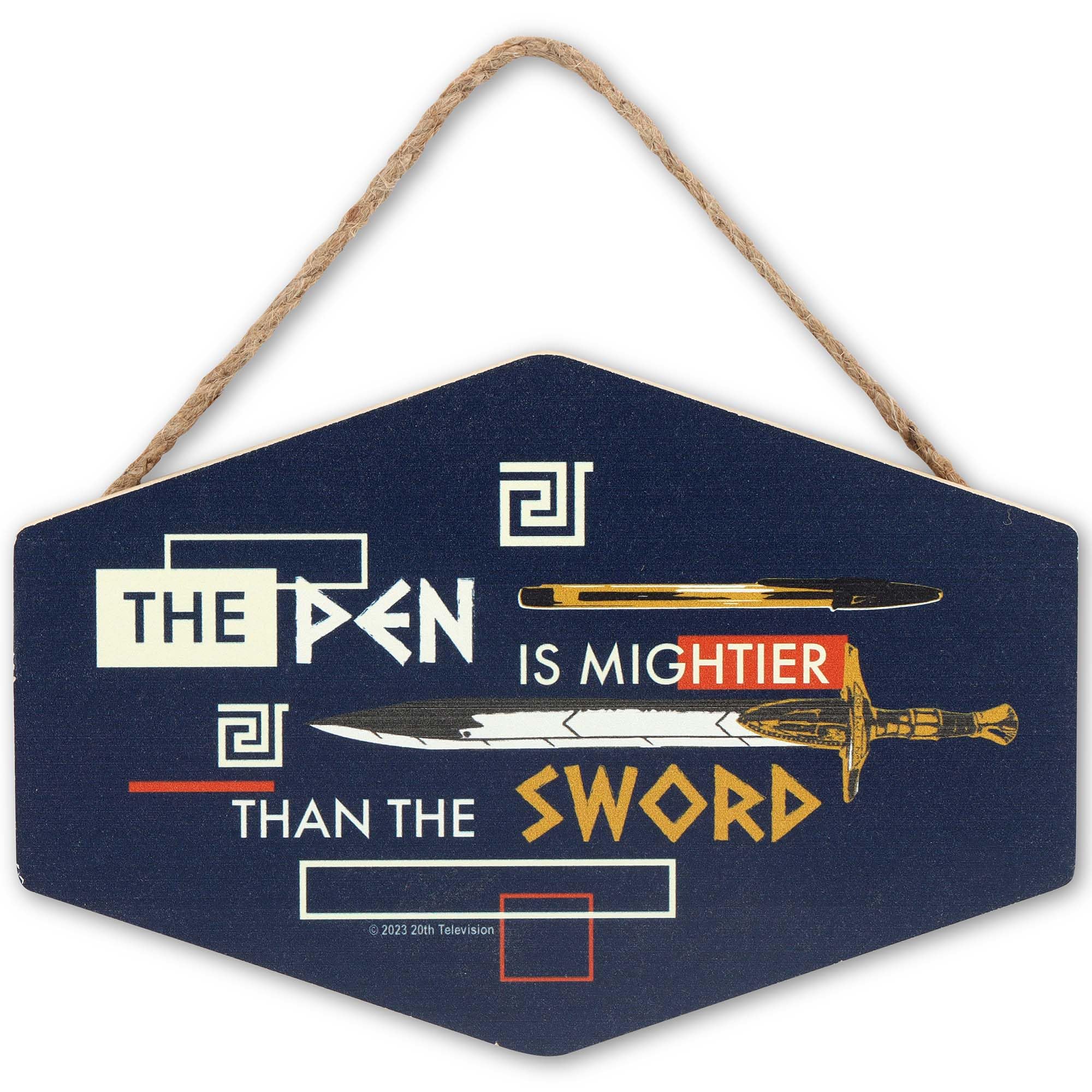 Disney Percy Jackson The Pen Is Mightier Than The Sword Hanging Wood Wall Decor - Fun Percy Jackson Sign for Home