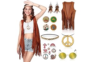 15Pcs 70s Outfits for Women Hippie Costume Set
