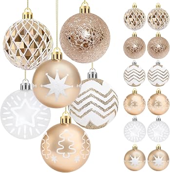 16 Pcs Christmas Ball Ornaments for Tree 2.4 Inch Shatterproof Glittering Hanging Balls for Xmas Holiday Indoor Outdoor Party Decor