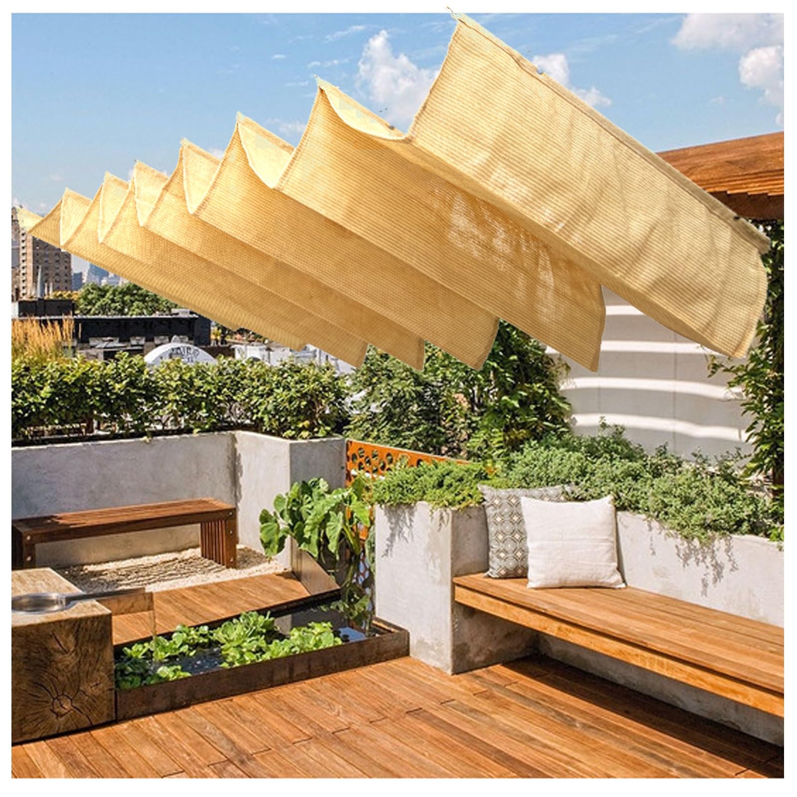 Sombrilla de onda en forma de U de alta densidad para jardín